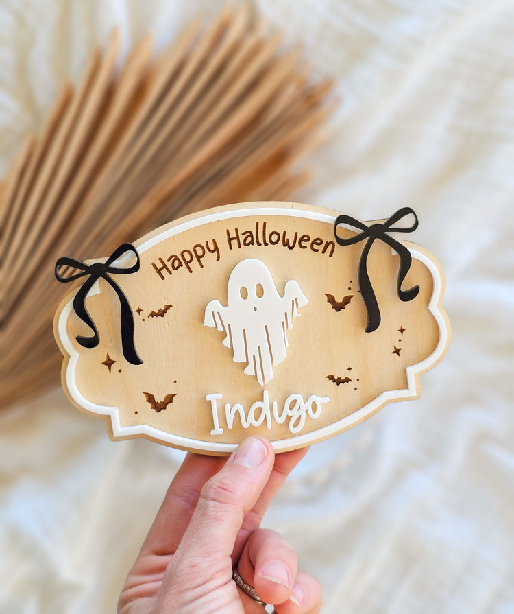 Halloween Crate PLAQUE ONLY | Ghost with Bows