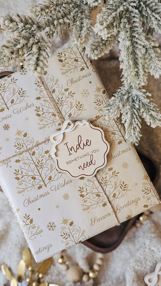 Wavy Bow Christmas Mindful Arch Tags - Want, wear, need, read, do, share