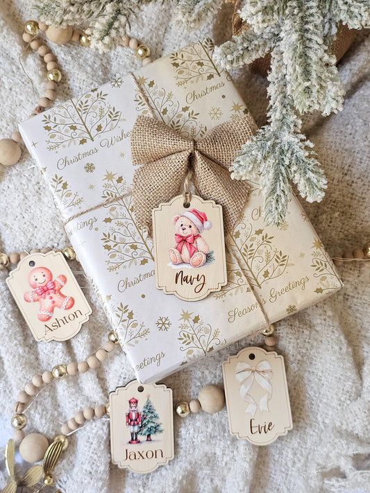 Personalised Timber Gift Tag - Printed Designs