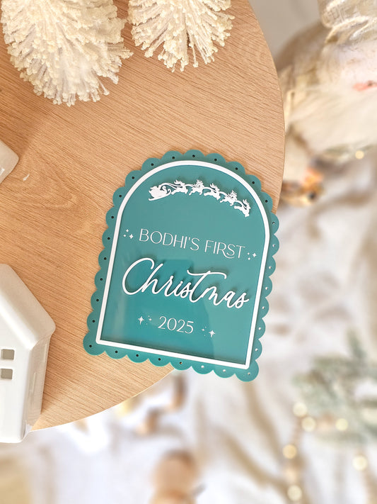 Vintage Arch Acrylic First Christmas Plaque