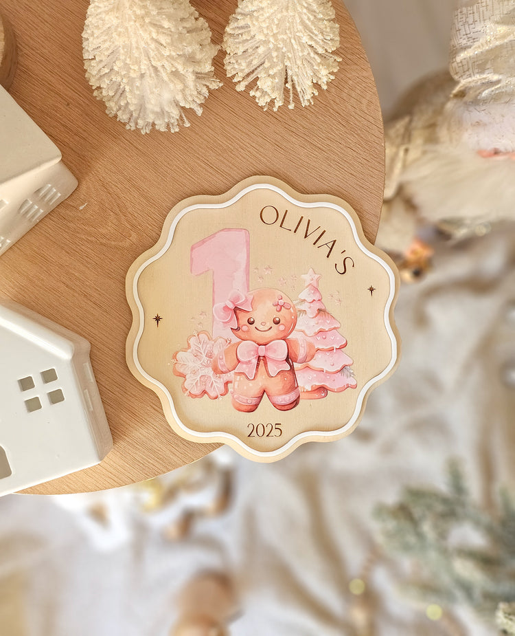 Gingerbread UV Printed First Christmas Plaque