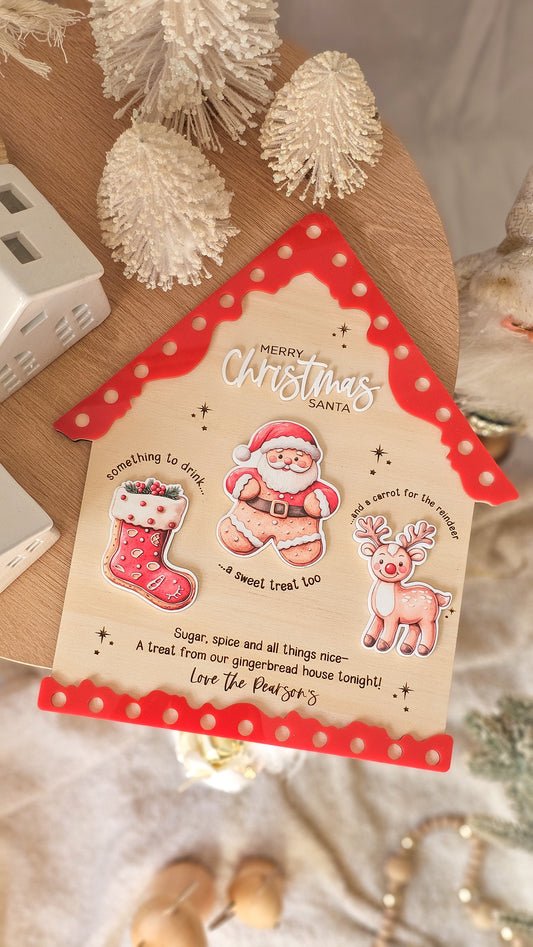 Gingerbread House Santa Treat Tray - Red
