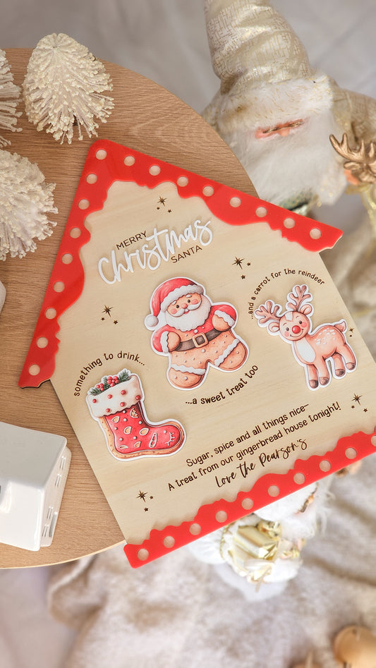 Gingerbread House Santa Treat Tray - Red