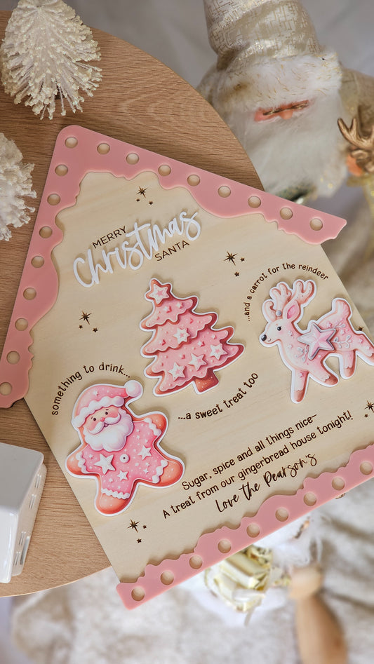 Gingerbread House Santa Treat Tray - Pink