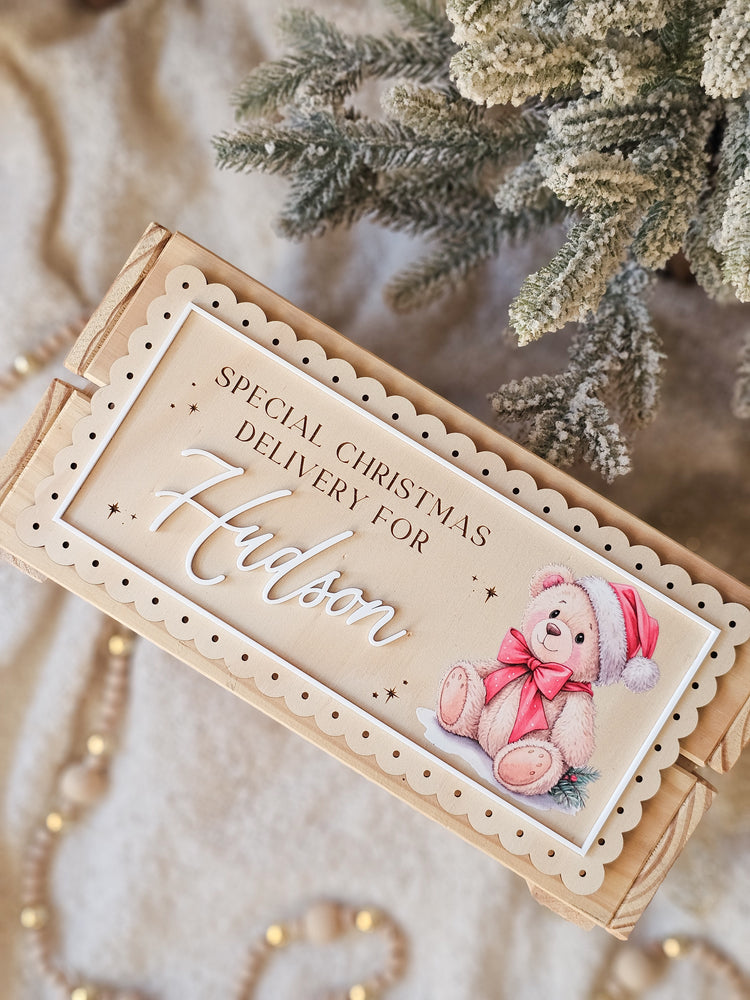 Vintage Christmas Crate Panel - Printed Designs