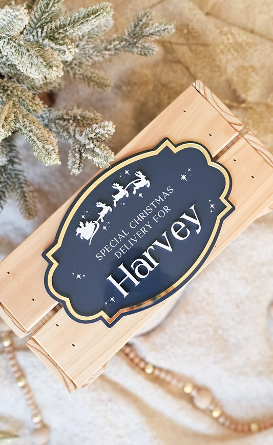Vintage Acrylic Sleigh Crate Plaque Only