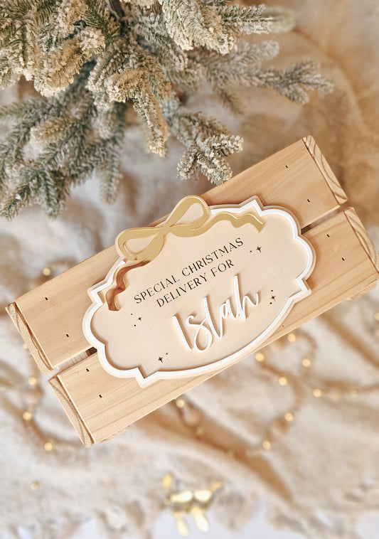 Christmas Bow Crate Plaque Only