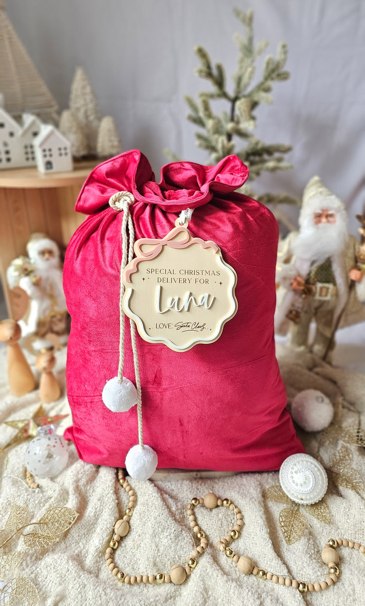 Wavy Bow Christmas Sack Tag