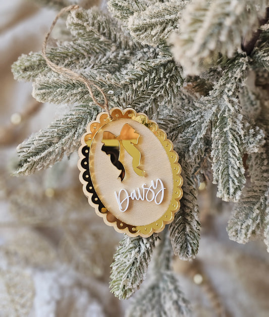 Vintage Bow Personalised Christmas Ornament