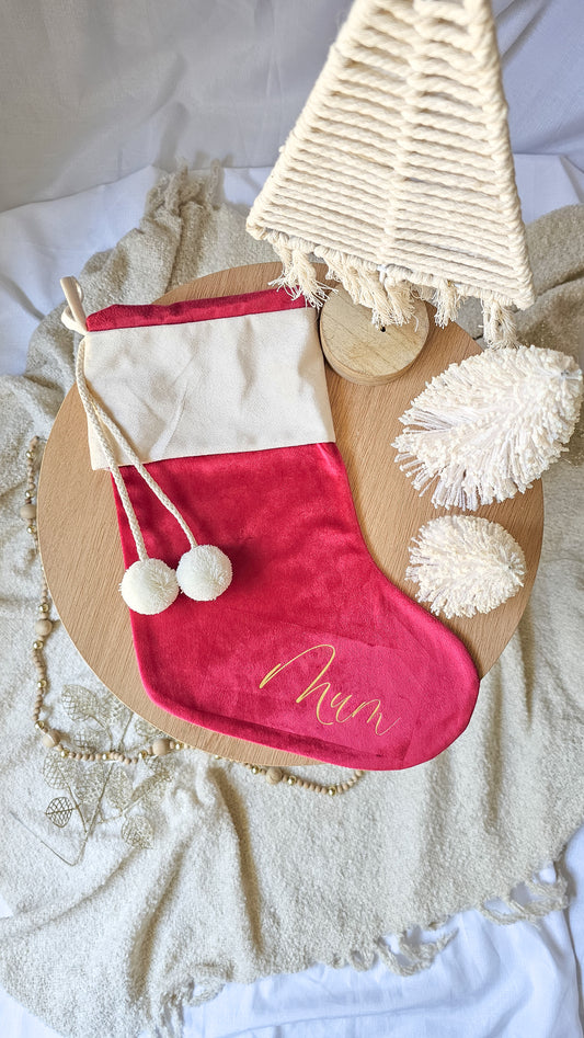 Personalised Deluxe Velvet Santa Stocking- multiple colours