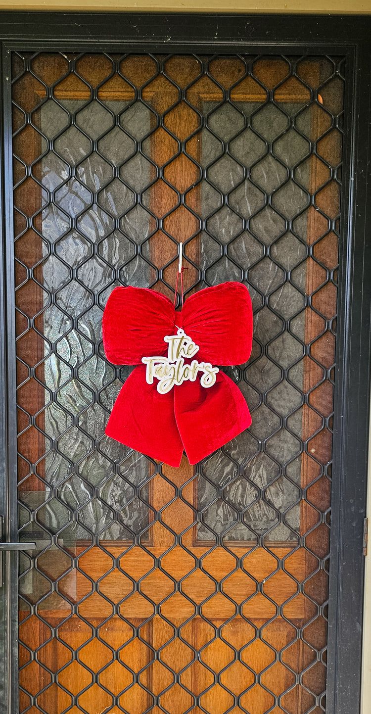 Personalised Plush Velvet Bow - Design 1