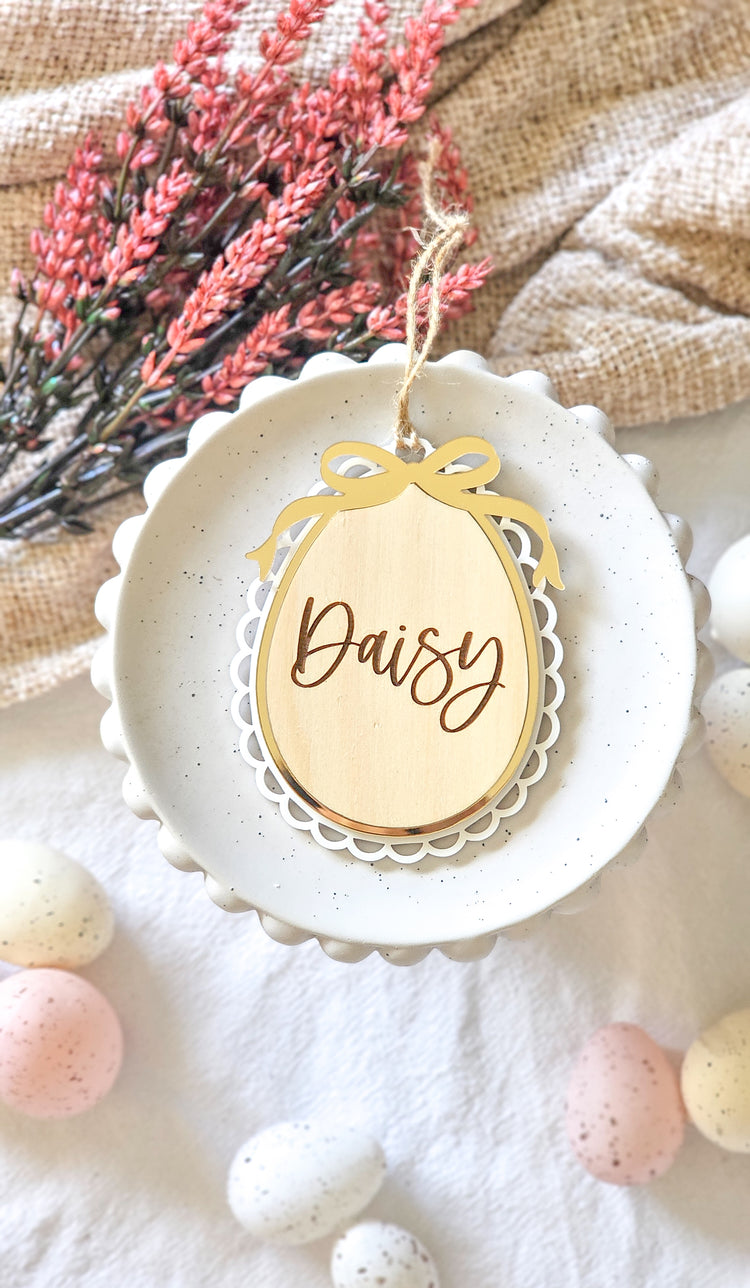 Vintage Bow Easter Egg Tag