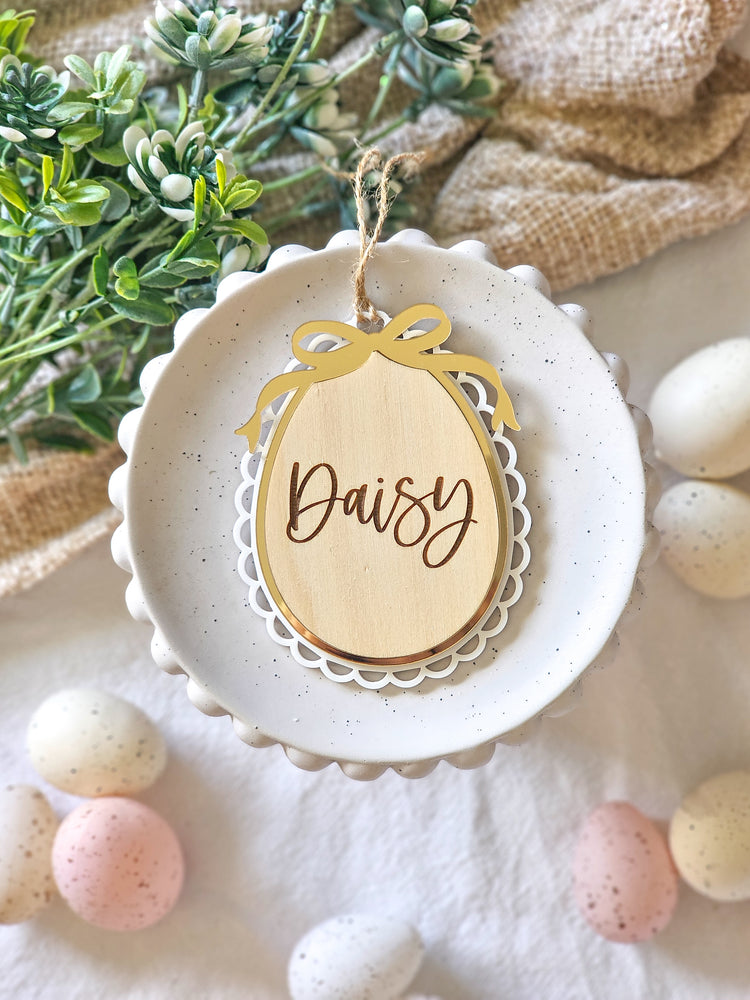 Vintage Bow Easter Egg Tag