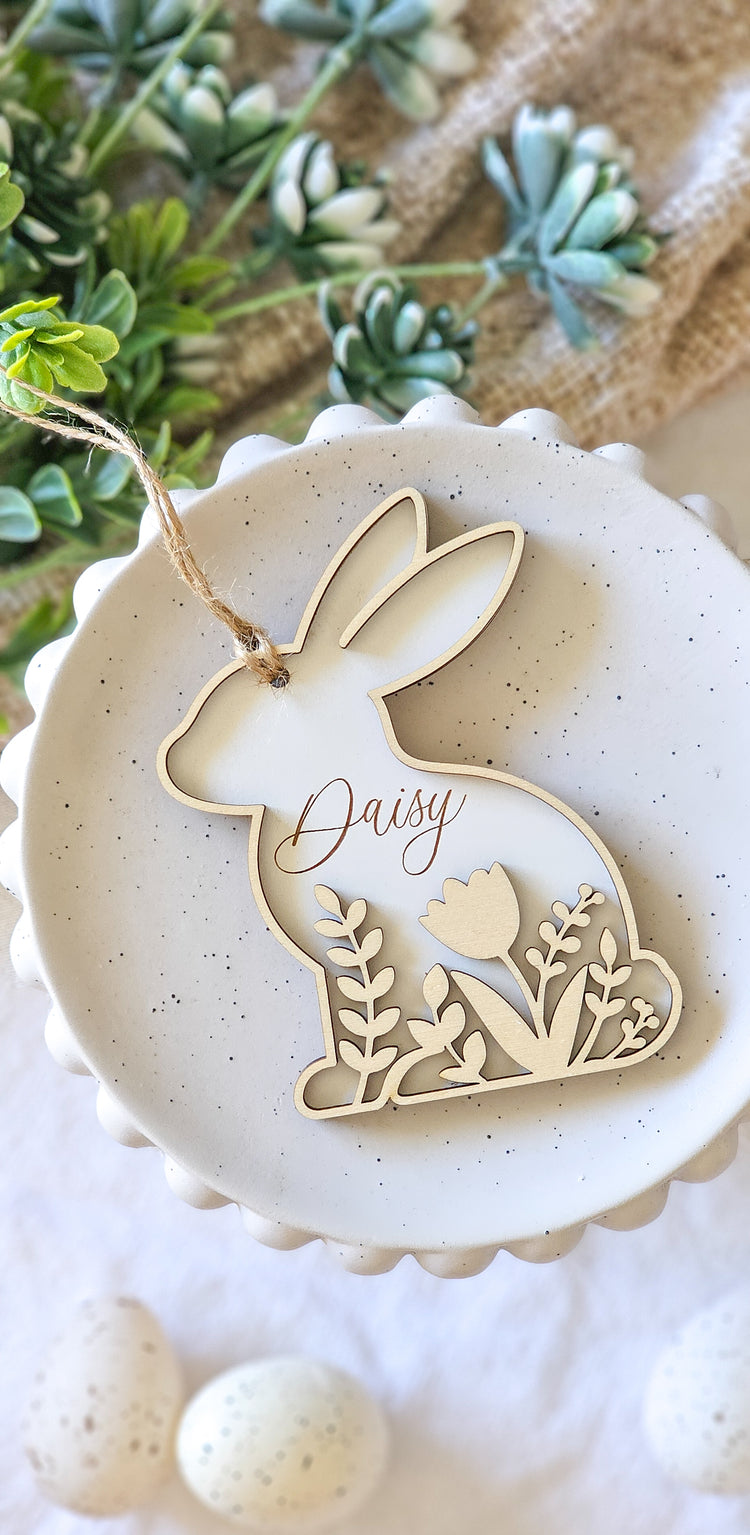 Floral Bunny Easter Tag