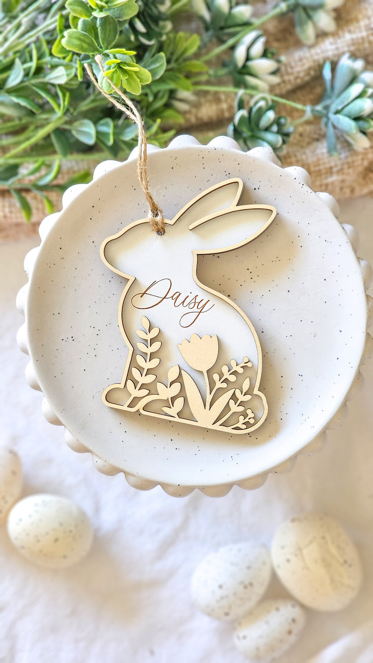 Floral Bunny Easter Tag