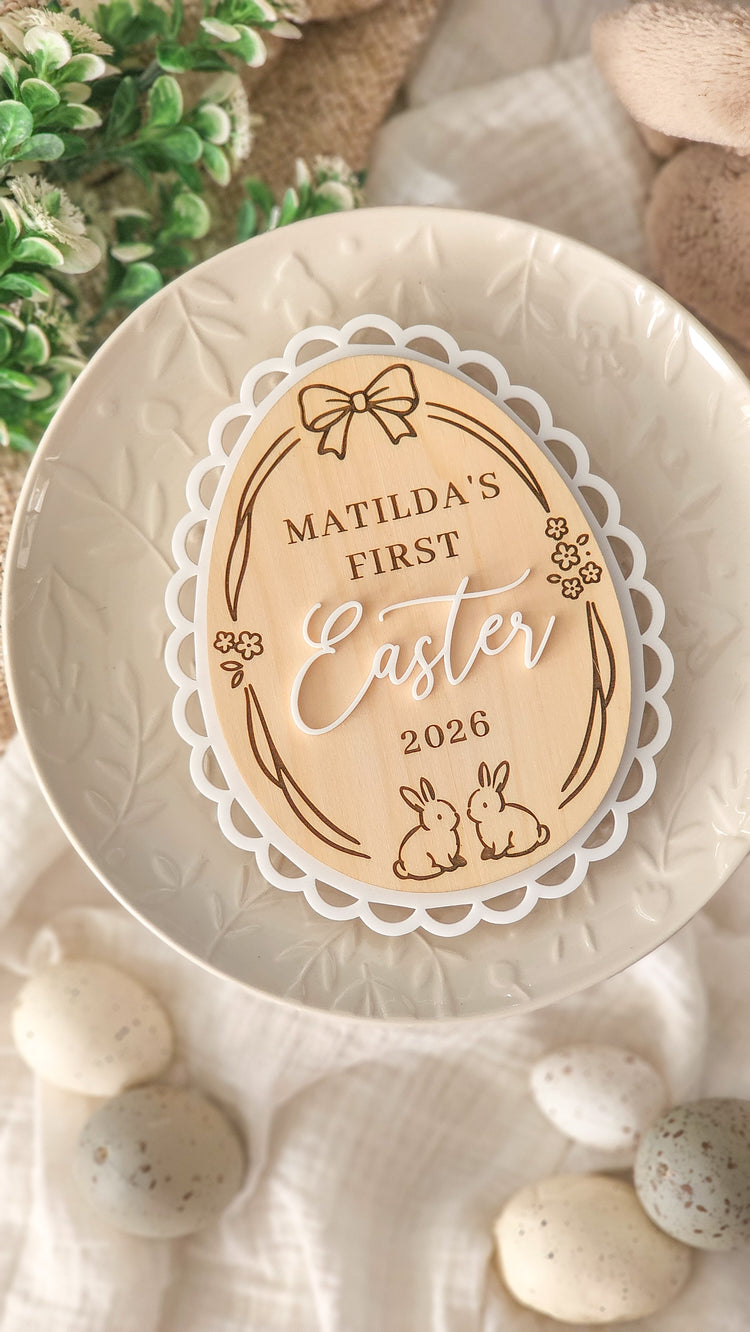 Deluxe First Easter Plaque with Heirloom Bunny Frame