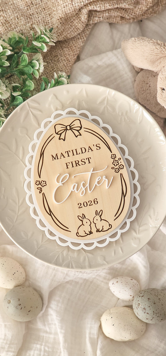 Deluxe First Easter Plaque with Heirloom Bunny Frame