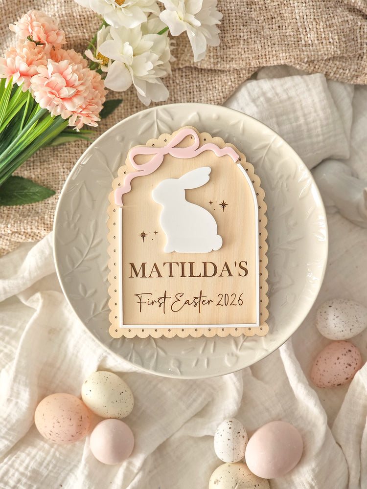 Vintage Arch with Bow First Easter Plaque