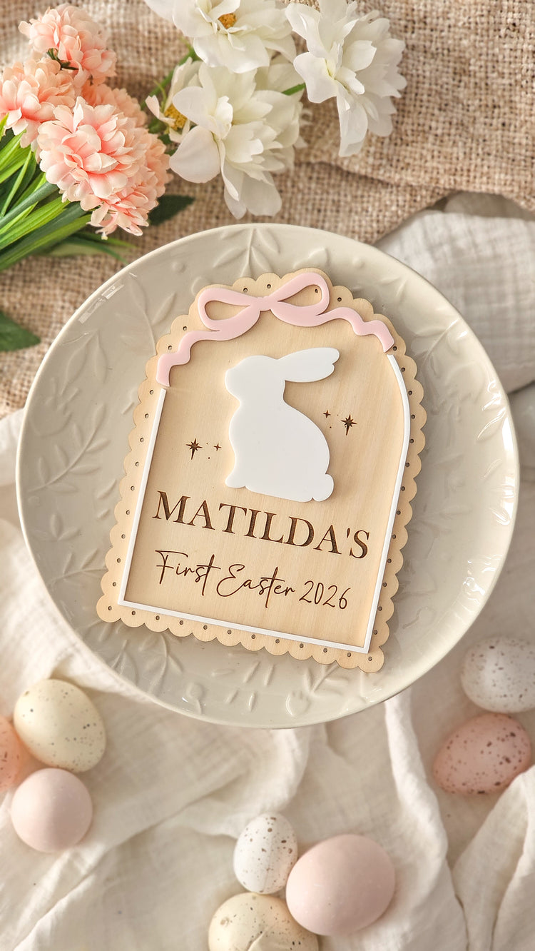 Vintage Arch with Bow First Easter Plaque