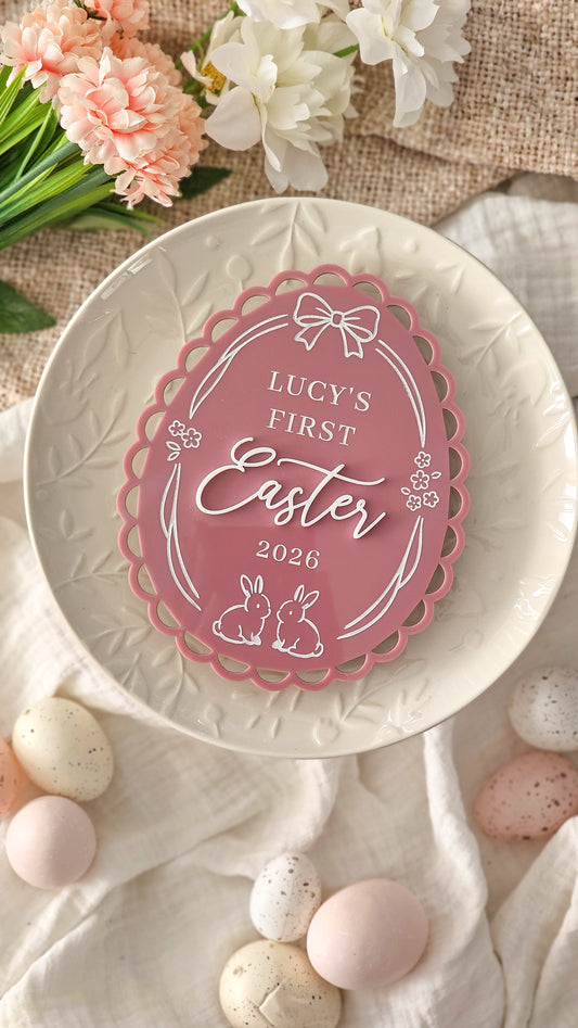 First Easter Plaque with Heirloom Bunny Frame