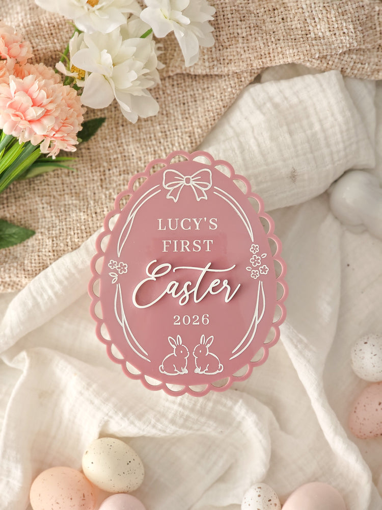 First Easter Plaque with Heirloom Bunny Frame