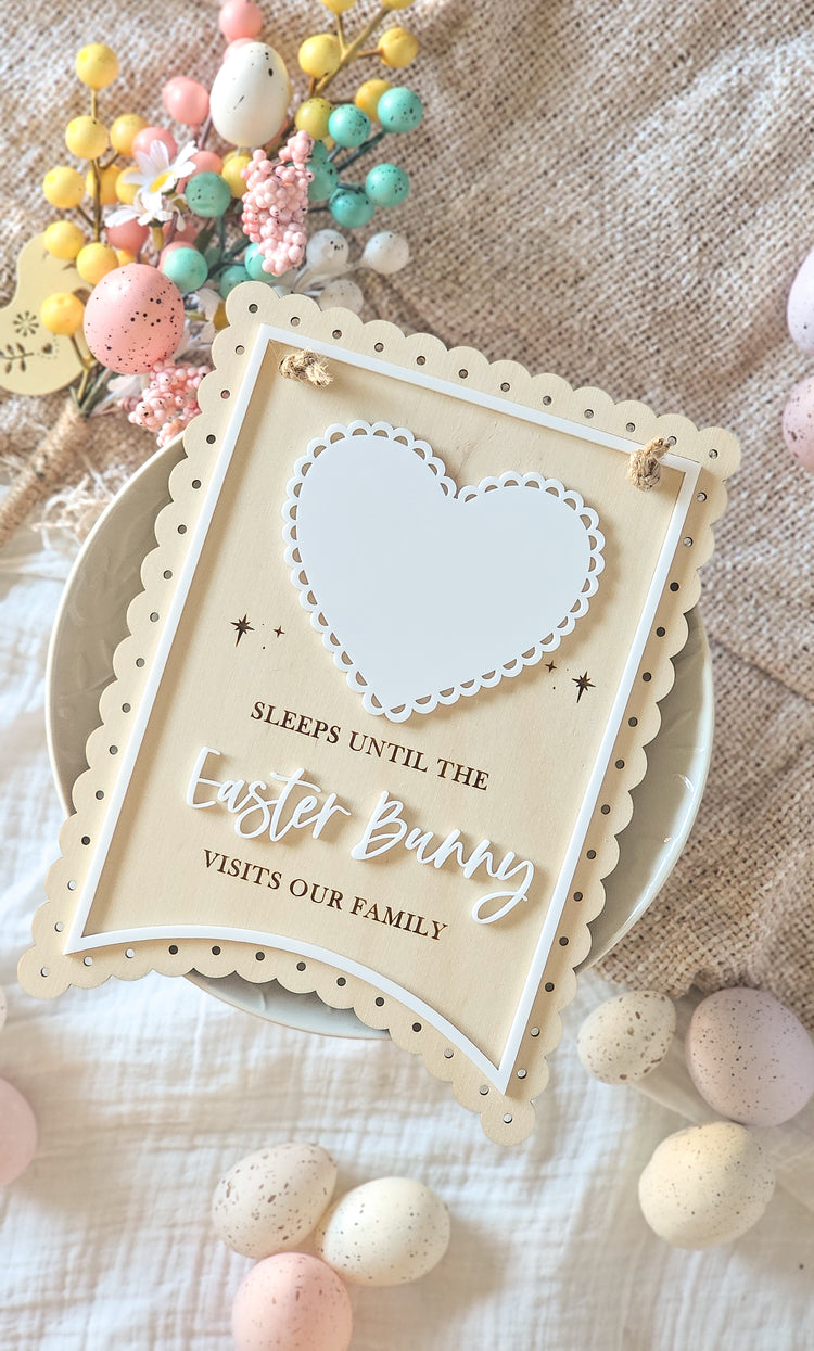 Vintage Heart Easter Countdown Plaque