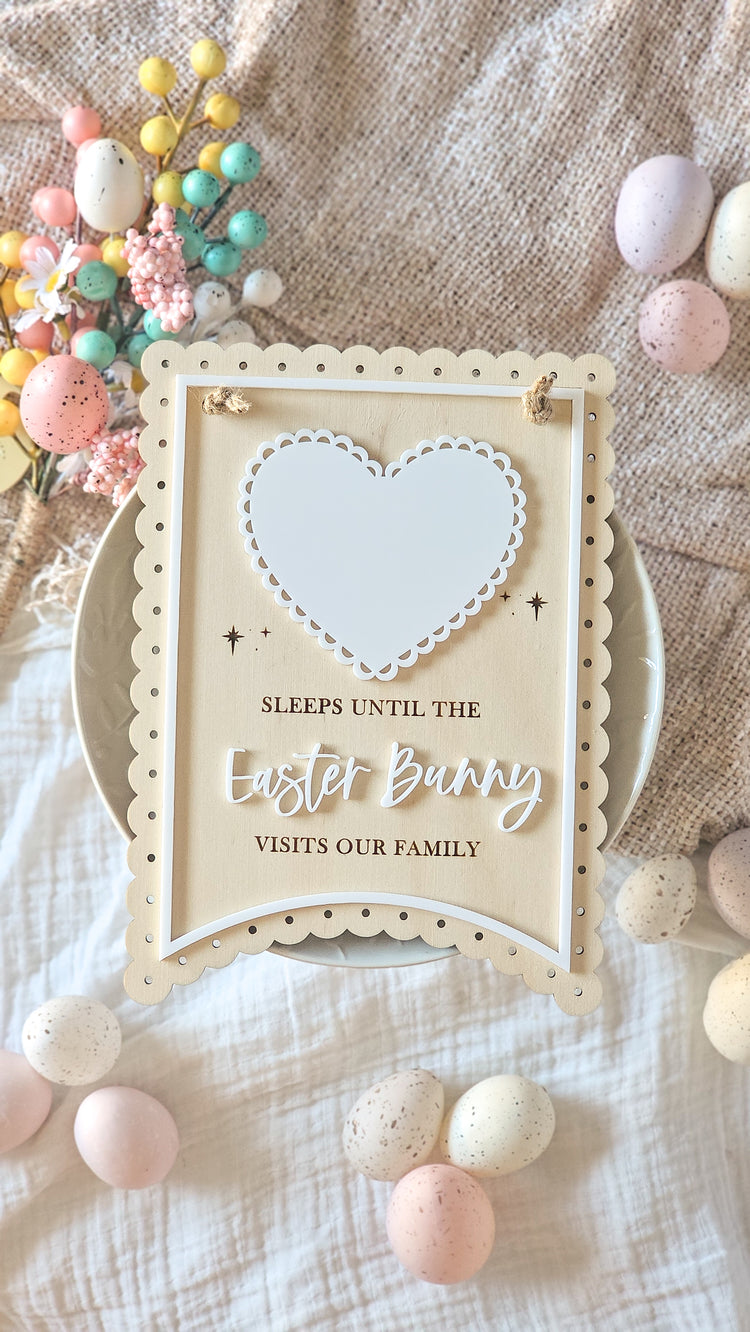 Vintage Heart Easter Countdown Plaque