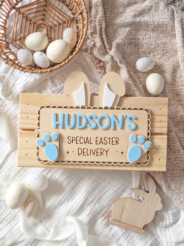 Vintage Scallop Bunny Easter Bunny Crate | Plaque Only