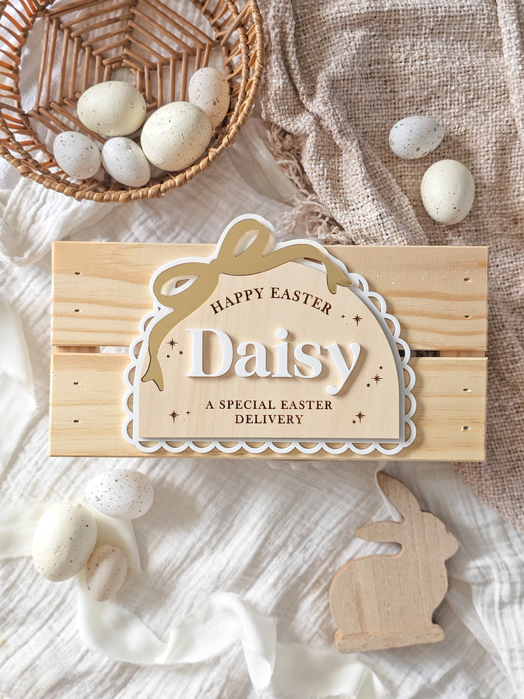 Vintage Arch Easter Crate with Bow | Plaque Only