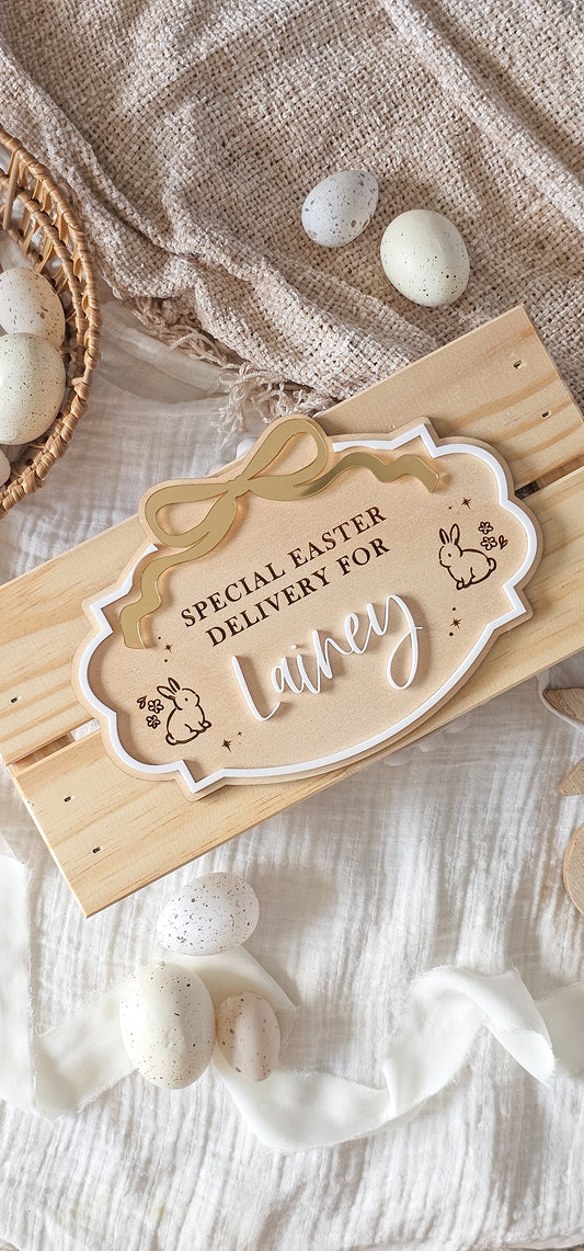 Easter Bow Bunny Crate | Plaque Only