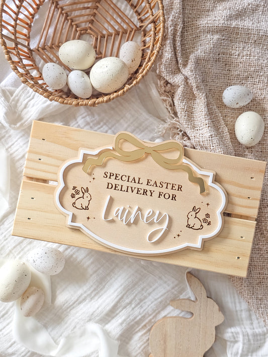 Easter Bow Bunny Crate | Plaque Only