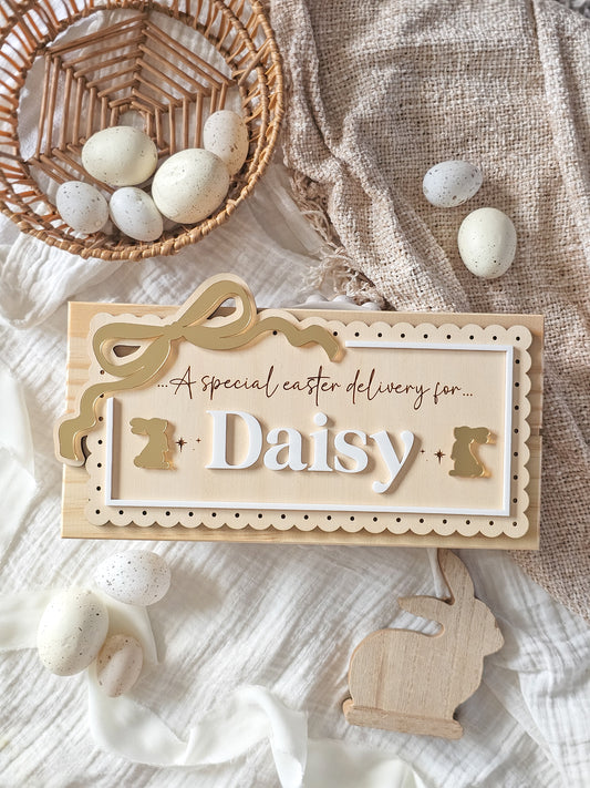 Vintage Bow Rectangle Crate | Plaque Only