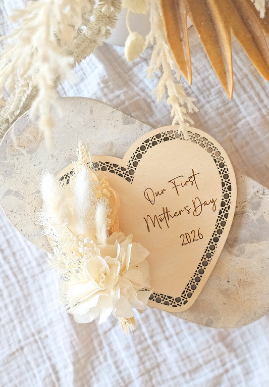 First Mother's Day Heart Plaque | Rattan