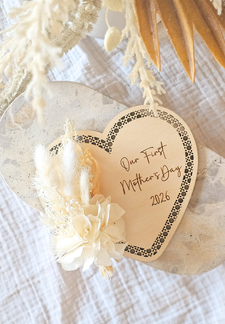 First Mother's Day Heart Plaque | Rattan