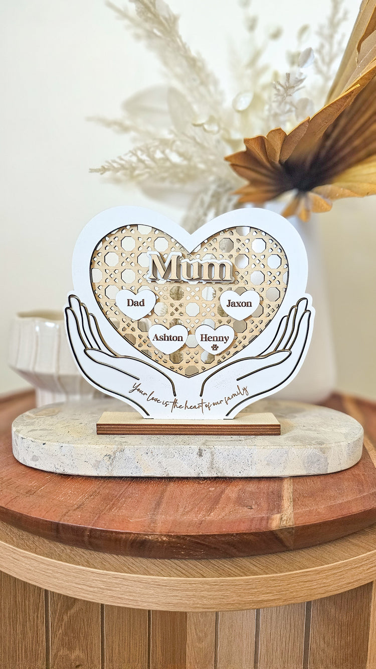 You are the heart of the family | Rattan Heart Stand