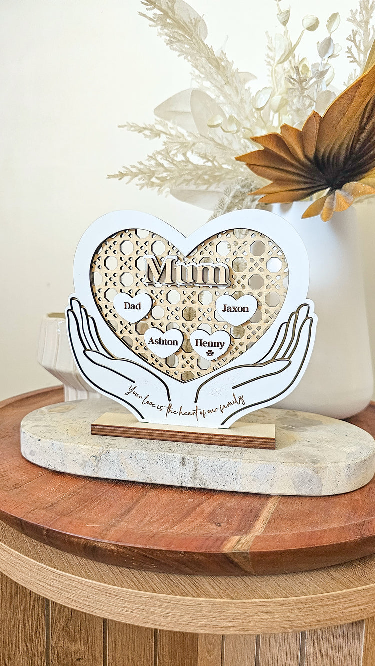 You are the heart of the family | Rattan Heart Stand