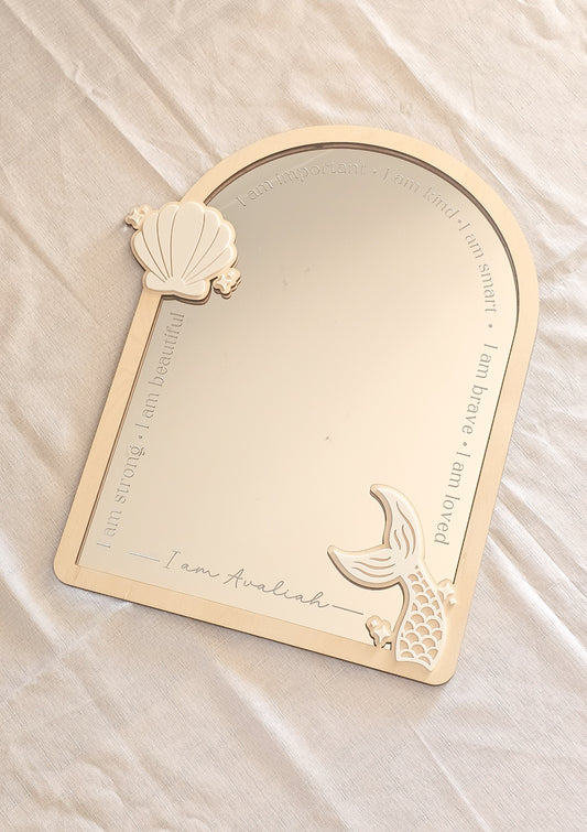 Personalised Daily Affirmation Mirror - Shell & Mermaid Tail