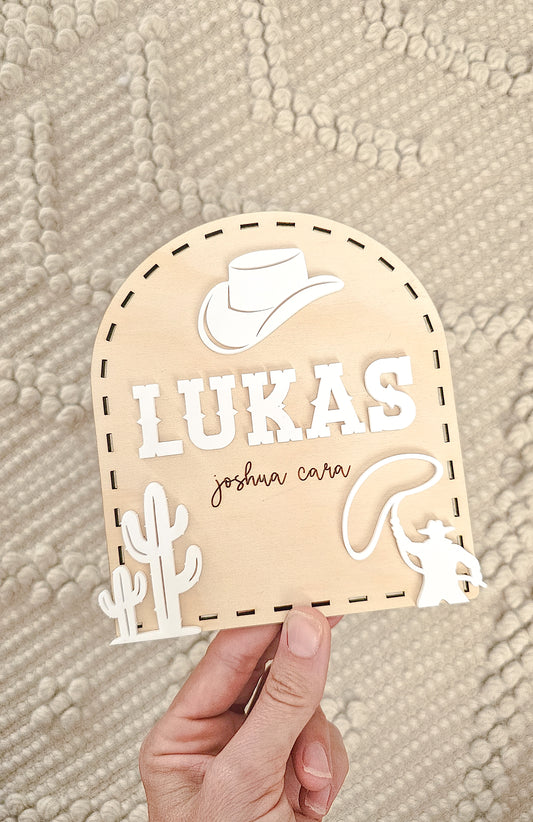 Personalised Name Plaque - Western Cowboy Design