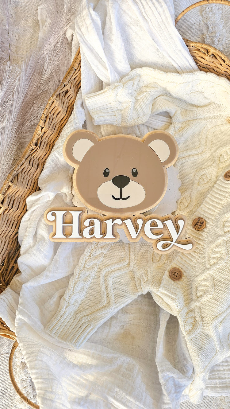 Personalised Name Plaque - Teddy Bear Head