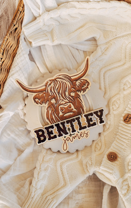 Personalised Name Plaque - Highland Cow