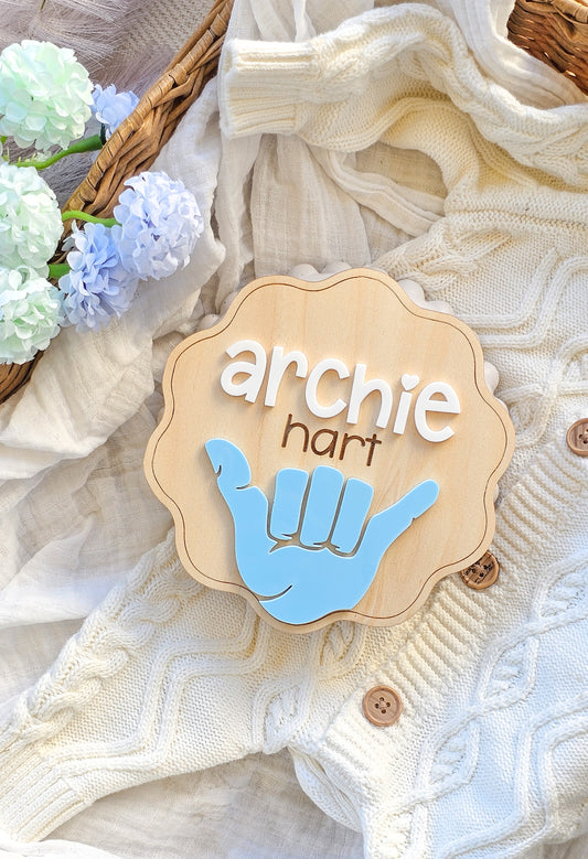 Personalised Name Plaque - Shaka Hand