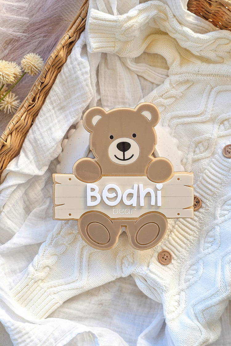 Personalised Name Plaque - Teddy Bear