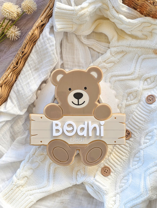 Personalised Name Plaque - Teddy Bear