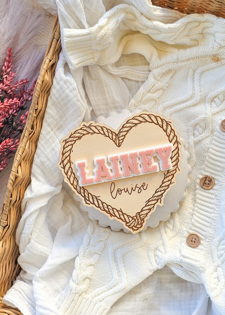 Personalised Name Plaque - Heart Rope Border