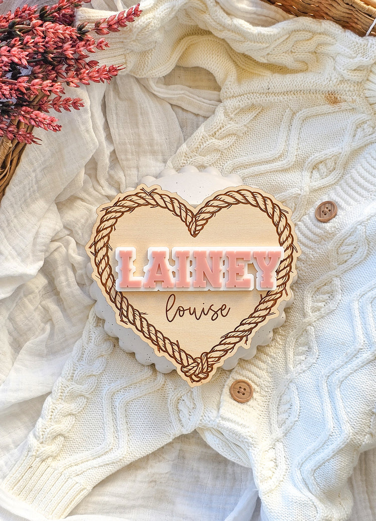 Personalised Name Plaque - Heart Rope Border