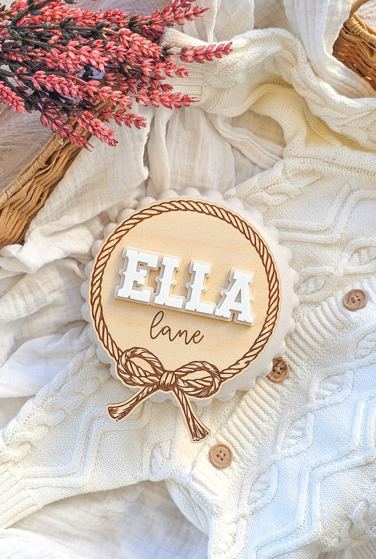 Personalised Name Plaque - Rope Border with Bow
