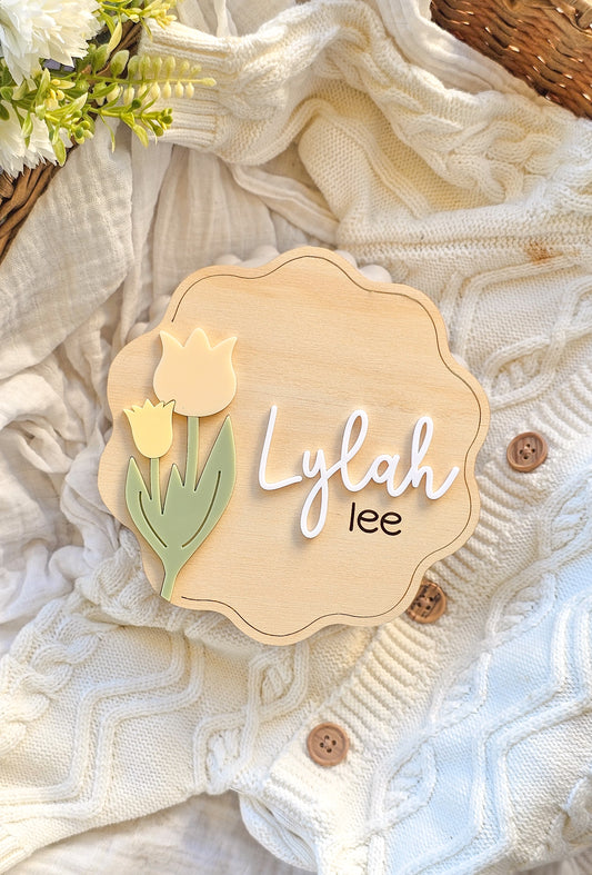 Personalised Name Plaque - Spring Flower