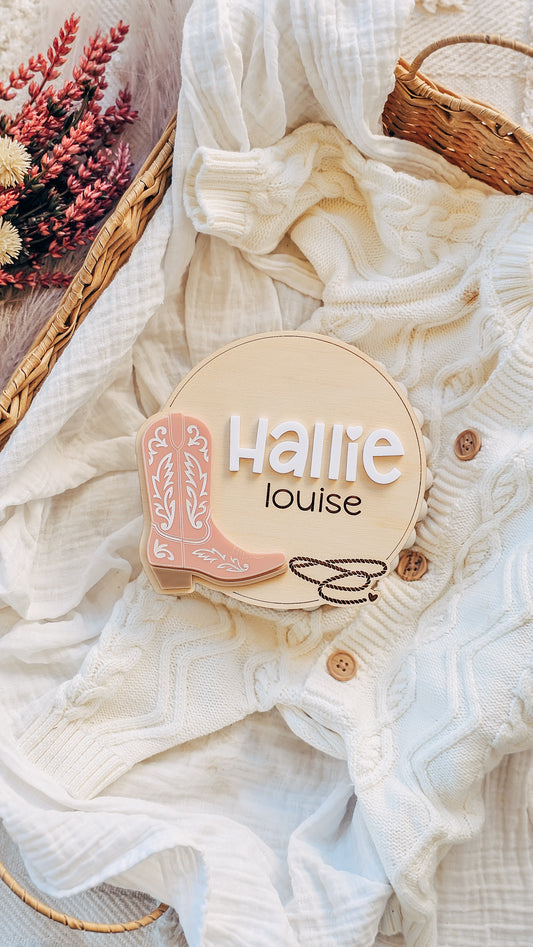 Personalised Name Plaque - Cowboy Boot & Rope