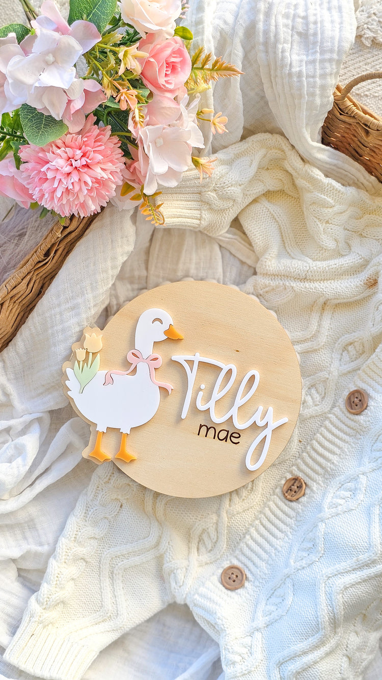 Personalised Name Plaque - Floral Silly Goose