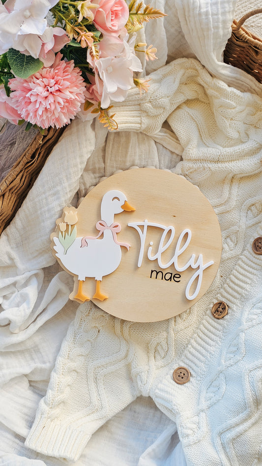 Personalised Name Plaque - Floral Silly Goose